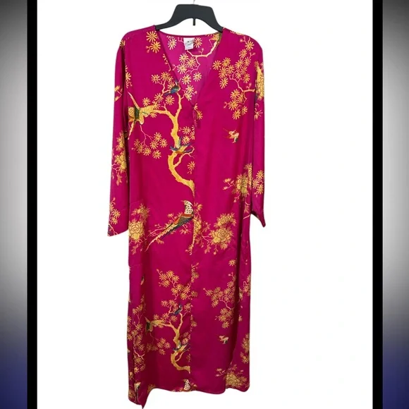 Natori Birds of Paradise Luxury Caftan Loungedress size XL - Picture 2 of 9